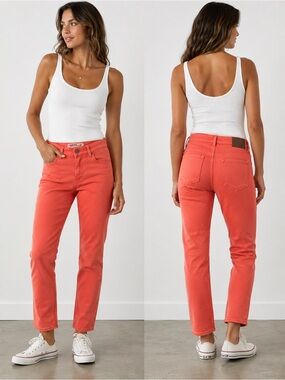 Women's Straight Leg Jeans in Coral by (unknown)
